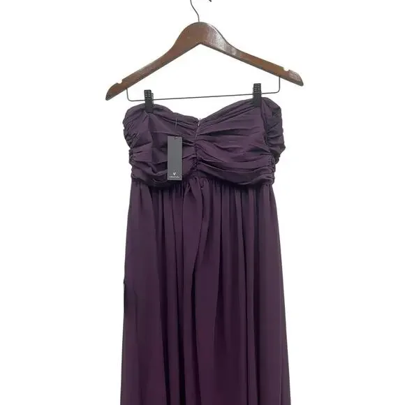 Lulus Luxe Favorite Dark Purple Strapless Ruched Maxi Dress size Large NWT - Picture 3 of 7